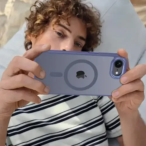 Anuck iPhone 16e uchun g'ilof MagSafe bilan mos keladigan magnit telefon g'ilofi, yumshoq TPU bumper qattiq shaffof mat orqa Slim Fit zarbga chidamli himoya qopqog'i erkaklar ayollar qizlar uchun - ko'k - 6