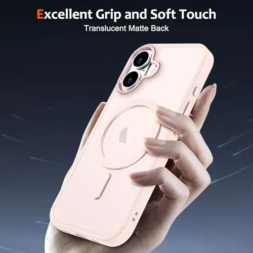 Anuck iPhone 17 Kılıf Manyetik MagSafe Uyumlu, Yumuşak TPU Tamponlu Sert Yarı Saydam Mat Arka Yüzey, İnce Kesim Darbeye Dayanıklı Koruyucu Kılıf, Erkekler Kadınlar Kızlar için - Pembe - 5