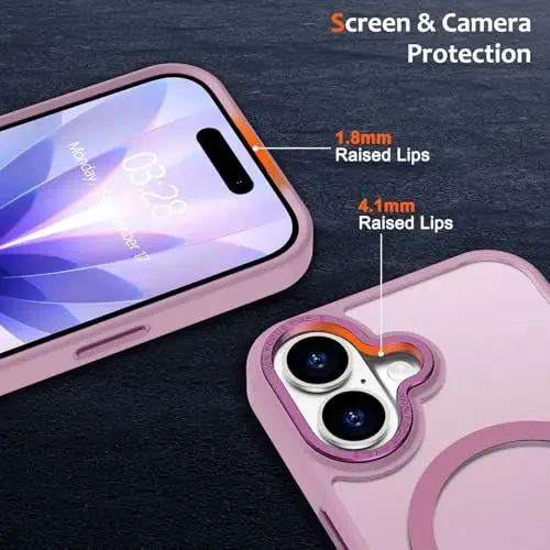 Anuck iPhone 17 Kılıf Manyetik Telefon Kılıfı, MagSafe Uyumlu, Yumuşak TPU Tampon, Sert Yarı Saydam Mat Arka Yüzey, İnce, Darbeye Dayanıklı Koruyucu Kapak, Erkekler, Kadınlar ve Kızlar için - Üzüm Moru - 3