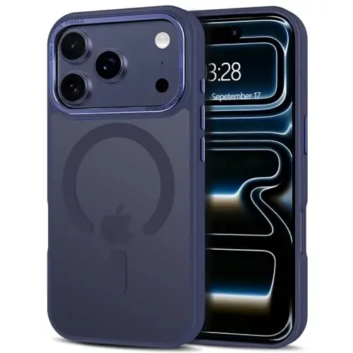 Anuck Case for iPhone 17 Pro Max Case Magnetic Phone Case Compatible with MagSafe, Soft TPU Bumper Hard Translucent Matte Back Slim Fit Shockproof Protective Cover for Men Women Girls - Dark Blue 