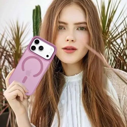 Anuck iPhone 17 Pro Max Kılıfı, Manyetik Telefon Kılıfı, MagSafe ile Uyumlu, Yumuşak TPU Tampon, Sert Yarı Saydam Mat Arka, İnce Kesim, Darbeye Dayanıklı Koruyucu Kapak, Erkekler, Kadınlar, Kızlar için - Üzüm Moru - ANUCK