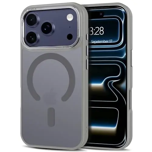 Anuck iPhone 17 Pro Max uchun g'ilof, MagSafe bilan mos magnitli telefon g'ilofi, yumshoq TPU bamperli qattiq yarim shaffof mat orqa tomon, ingichka va zarbga chidamli himoya g'ilofi, erkaklar, ayollar va qizlar uchun - Kulrang 