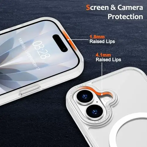 Anuck iPhone 17 uchun g‘ilof, MagSafe bilan mos keladigan magnitli g‘ilof, yumshoq TPU bamperli, qattiq yarim shaffof mat orqa tomonli, ingichka, zarbaga chidamli himoya g‘ilofi, erkaklar, ayollar va qizlar uchun - Oq - 3