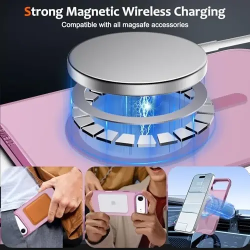 Anuck iPhone Air Kılıf, MagSafe Uyumlu Manyetik Telefon Kılıfı, Yumuşak TPU Tampon, Sert Yarı Saydam Mat Arka Yüzey, İnce, Darbeye Dayanıklı Koruyucu Kılıf, 17 Air, Erkekler, Kadınlar ve Kızlar İçin - Üzüm Moru - 2