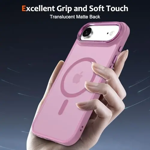 Anuck iPhone Air Kılıf, MagSafe Uyumlu Manyetik Telefon Kılıfı, Yumuşak TPU Tampon, Sert Yarı Saydam Mat Arka Yüzey, İnce, Darbeye Dayanıklı Koruyucu Kılıf, 17 Air, Erkekler, Kadınlar ve Kızlar İçin - Üzüm Moru - 5