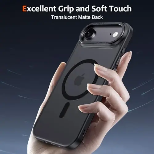 Anuck iPhone Air Kılıf, MagSafe Uyumlu Manyetik Telefon Kılıfı, Yumuşak TPU Tamponlu Sert Yarı Saydam Mat Arka Yüzey, İnce Fit Darbeye Dayanıklı Koruyucu Kapak 17 Air, Erkekler, Kadınlar ve Kızlar için - Siyah - 5
