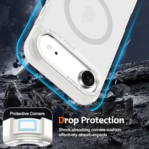 Anuck iPhone Air Kılıf Manyetik Telefon Kılıfı, MagSafe ile Uyumlu, Yumuşak TPU Tampon Sert Yarı Saydam Mat Arka Yüz, İnce Kesim Darbeye Dayanıklı Koruyucu Kapak 17 Air, Erkekler, Kadınlar ve Kızlar İçin - Krem Beyaz - 4