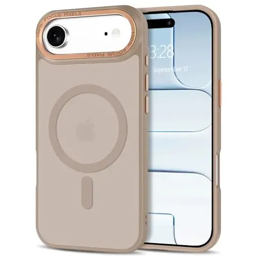 Anuck iPhone Air Kılıfı, MagSafe uyumlu manyetik telefon kılıfı, yumuşak TPU tampon, sert yarı saydam mat arka yüzey, ince kesim, darbeye dayanıklı koruyucu kılıf, 17 Air, erkekler, kadınlar ve kızlar için - Kahverengi - 1