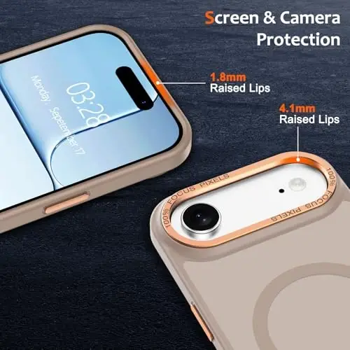 Anuck iPhone Air Kılıfı, MagSafe uyumlu manyetik telefon kılıfı, yumuşak TPU tampon, sert yarı saydam mat arka yüzey, ince kesim, darbeye dayanıklı koruyucu kılıf, 17 Air, erkekler, kadınlar ve kızlar için - Kahverengi - 3