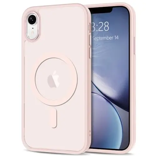 Anuck iPhone XR Kılıf Manyetik Telefon Kılıfı MagSafe ile Uyumlu, Yumuşak TPU Tampon Sert Yarı Saydam Mat Arka İnce Darbeye Dayanıklı Koruyucu Kılıf Kapak Erkekler Kadınlar Kızlar için - Pembe - ANUCK