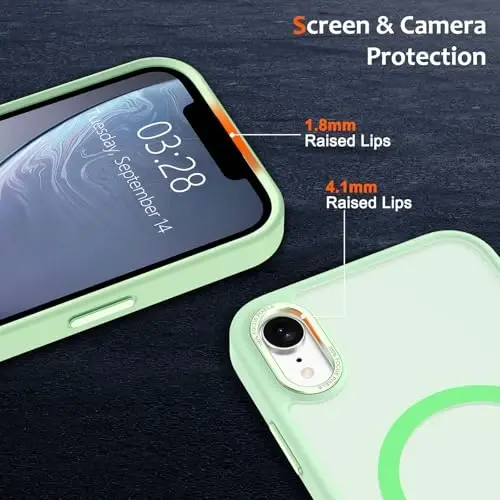 Anuck iPhone XR uchun g'ilof Magnit telefon g'ilofi MagSafe bilan mos, Yumshoq TPU bumper qattiq shaffof mat orqa Slim Fit zarbga chidamli himoya g'ilofi erkaklar ayollar qizlar uchun - Yashil - 3