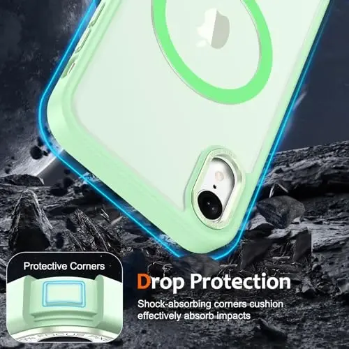Anuck iPhone XR uchun g'ilof Magnit telefon g'ilofi MagSafe bilan mos, Yumshoq TPU bumper qattiq shaffof mat orqa Slim Fit zarbga chidamli himoya g'ilofi erkaklar ayollar qizlar uchun - Yashil - 4