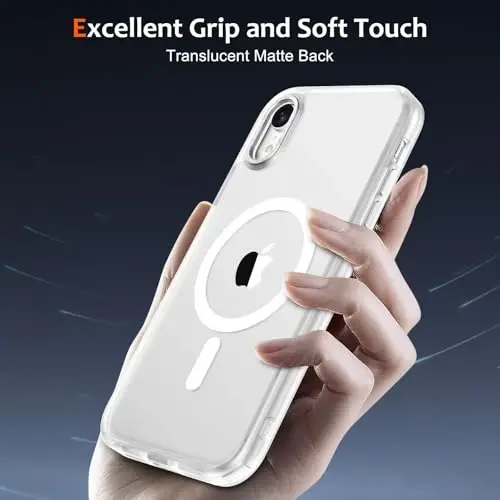 Anuck iPhone XR uchun g'ilof Magnitli telefon g'ilofi MagSafe bilan mos, Yumshoq TPU Bamper Qattiq yarim shaffof mat orqa Slim Fit zarbaga chidamli himoya g'ilofi erkaklar ayollar qizlar uchun - Oq - 5