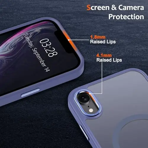 Anuck iPhone XR uchun g‘ilof, MagSafe bilan mos keladigan magnitli telefon g‘ilofi, yumshoq TPU bamper va qattiq yarim shaffof mat orqa tomon, ingichka, zarbaga chidamli himoya g‘ilofi, erkaklar, ayollar va qizlar uchun - ko‘k rang. - 3