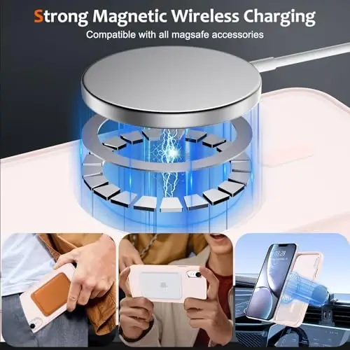 Anuck iPhone XR uchun g‘ilof, MagSafe bilan mos magnitli telefon g‘ilofi, yumshoq TPU bamperli, qattiq shaffof mat orqa qismli, ingichka, zarbaga chidamli himoya g‘ilofi, erkaklar, ayollar va qizlar uchun - Pushti - ANUCK (1)
