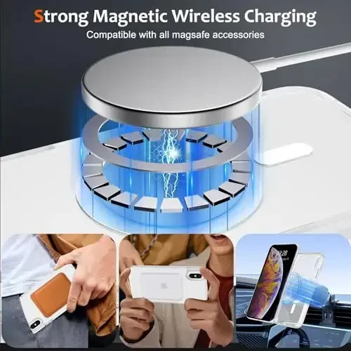 Anuck iPhone Xs Max uchun g'ilof Magnitli telefon g'ilofi MagSafe bilan mos keladi, Yumshoq TPU Bumper Qattiq yarim shaffof mat orqa Slim Fit zarbga chidamli himoya qopqog'i erkaklar ayollar qizlar uchun - Oq - ANUCK (1)