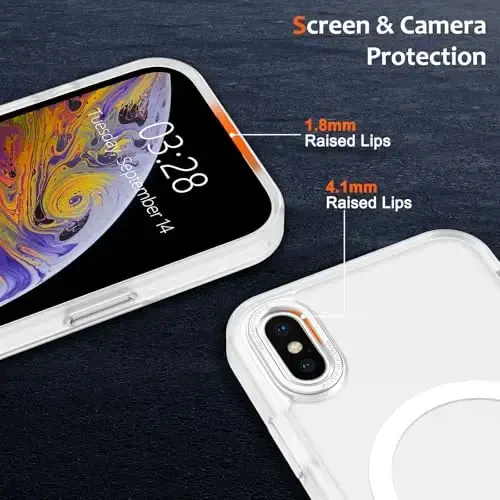 Anuck iPhone Xs Max uchun g'ilof Magnitli telefon g'ilofi MagSafe bilan mos keladi, Yumshoq TPU Bumper Qattiq yarim shaffof mat orqa Slim Fit zarbga chidamli himoya qopqog'i erkaklar ayollar qizlar uchun - Oq - 3