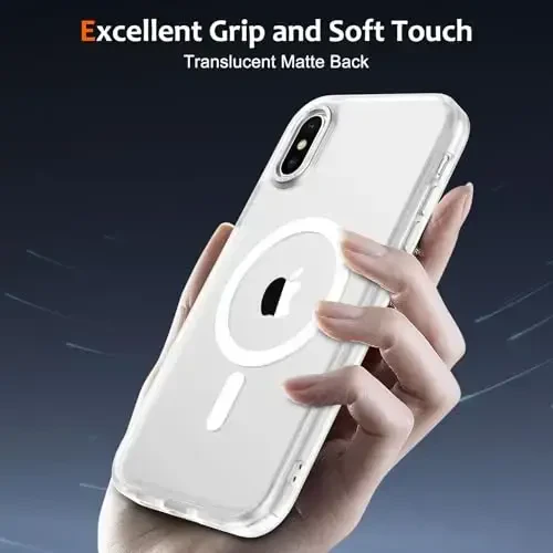 Anuck iPhone Xs Max uchun g'ilof Magnitli telefon g'ilofi MagSafe bilan mos keladi, Yumshoq TPU Bumper Qattiq yarim shaffof mat orqa Slim Fit zarbga chidamli himoya qopqog'i erkaklar ayollar qizlar uchun - Oq - 8