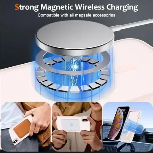 Anuck iPhone Xs Max uchun g'ilof Magnitli telefon g'ilofi MagSafe bilan mos, Yumshoq TPU bamper Qattiq shaffof mat orqa Slim Fit zarbaga chidamli himoya qopqog'i erkaklar ayollar qizlar uchun - Pushti - 2