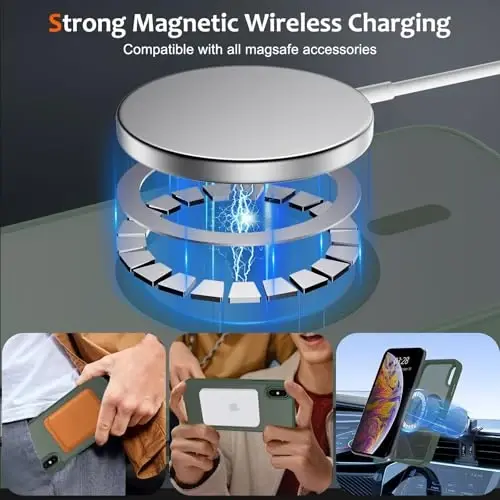 Anuck iPhone Xs Max uchun g'ilof MagSafe bilan mos keladigan magnit telefon g'ilofi, yumshoq TPU bamperi qattiq shaffof mat orqa yupqa zarbga chidamli himoya qopqog'i erkaklar ayollar qizlar uchun - to'q yashil - ANUCK (1)