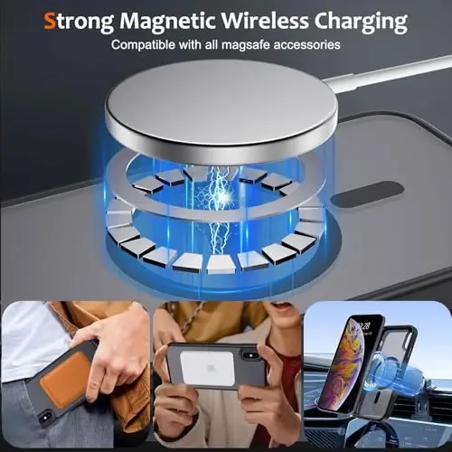 Anuck iPhone Xs Max uchun g'ilof MagSafe bilan mos keladigan magnit telefon g'ilofi, yumshoq TPU bamperli qattiq yarim shaffof mat orqa, ingichka zarbaga chidamli himoya qopqog'i erkaklar, ayollar va qizlar uchun - Qora - 3