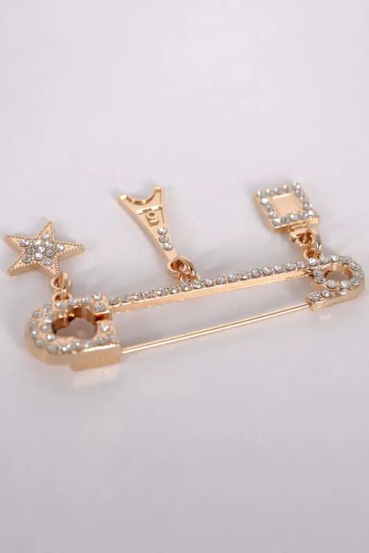 Angelino İskoç İğne Kristal Taşlı Detaylı Broş - 5