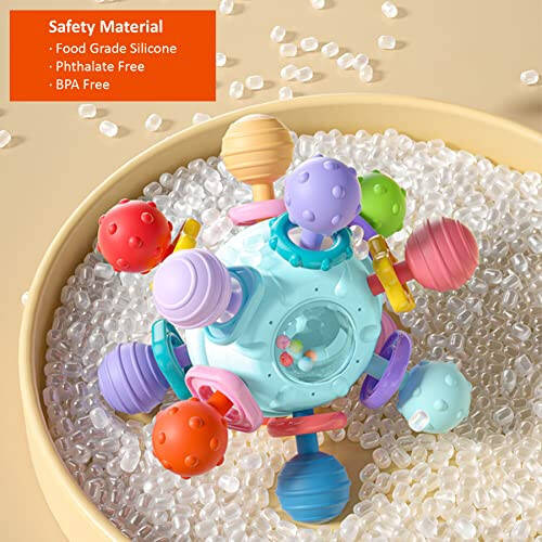 Anzimo Baby Sensory Teething Toys - Baby Teethers Montessori Toys - Gifts for Infant Newborn Boys Girls 0 3 6 9 12 18 Months 1 One Year Old - Baby Rattle Chew Toys - Toddler Educational Learning Toys - 5