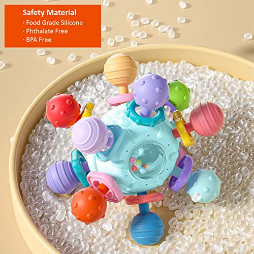 Baby Sensory Teething Toys - Baby Teether & Rattle - Gifts for Infant Newborn Boys Girls 0 3 6 9 12 18 Months - Toddler Montessori Educational Learning Toys - 5