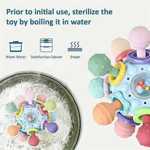 Baby Sensory Teething Toys - Baby Teether & Rattle - Gifts for Infant Newborn Boys Girls 0 3 6 9 12 18 Months - Toddler Montessori Educational Learning Toys - 4