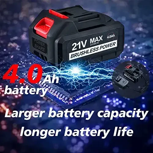 AOBEN 21V Akumlyatorli Zarba Berkitish Kaliti, 400N.m Maksimal Aylanish Momenti, 3000rpm Tezlik, 4.0Ah Li-ion Batareya, 6 dona Haydovchi Uchilari, Tez Zaryadlovchi Qurilma, Asboblar Sumkasi - 5