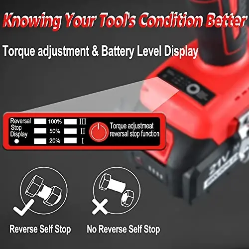 AOBEN 21V Cordless High Torque Impact Wrench 1/2 inch, Powerful Brushless Motor with Max Torque 450 ft-lb (600N.m), 4.0Ah Battery, 6 PCS Sockets (17-22mm), Fast Charger and Tool Box - 5