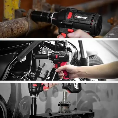 AOBEN 21V Cordless Impact Wrench, 400N.m Max Torque, 3000rpm Speed, 4.0Ah Li-ion Battery, 6Pcs Driver Sockets, Fast Charger, Tool Bag - 6
