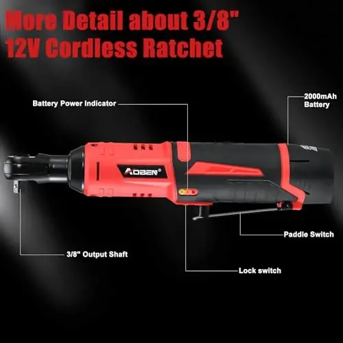 AOBEN Cordless Ratchet Wrench Kit,3/8