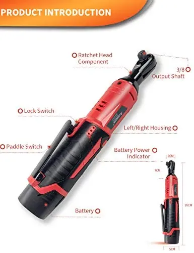 AOBEN Simsiz Elektr Ratchet Kalitlar To'plami, 3/8