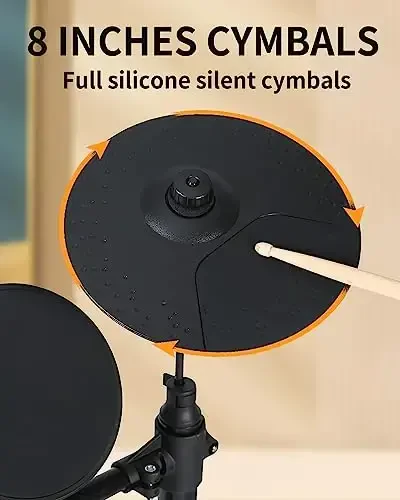 AODSK Electronic Drum Set,Electric Drum Set for Beginner with 150 Sounds,Drum Set With 4 Quiet Electric Drum Pads,2 Switch Pedal,Drum Throne,Drumsticks,On-Ear Headphones - AED-400 - 4