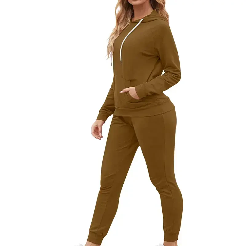 Aofany Ayollar uchun Hoodie Sport kostyumi Kundalik sport kostyumi 2 dona Jogger to'plami cho'ntakli sport kiyimlari - 4