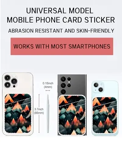 AOHRO Çift Cepli Deri Telefon Cüzdanı Yapışkanlı, Sevimli Kart Tutucu, Kredi Kartı Tutucu Çoğu Telefonla Uyumlu - 3