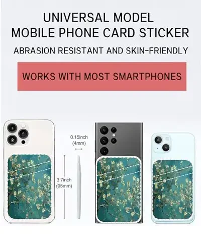 AOHRO Dual cho'ntak charm telefon hamyoni yopishtiruvchi, yoqimli karta ushlagichi, g'ilof uchun kredit karta ushlagichi, yashil boho daraxti - 2