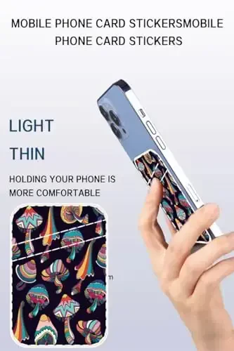 AOHRO Dual cho'ntak charm telefon hamyoni yopishtiruvchi, yoqimli karta ushlagichi, ko'pchilik telefonlar Boho qo'ziqorini bilan mos keladigan g'ilof uchun kredit karta ushlagichi - 3