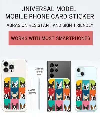 AOHRO Dual cho'ntak charm telefon hamyoni, yopishtiruvchi, yoqimli va kulgili itlar dizayni - 2