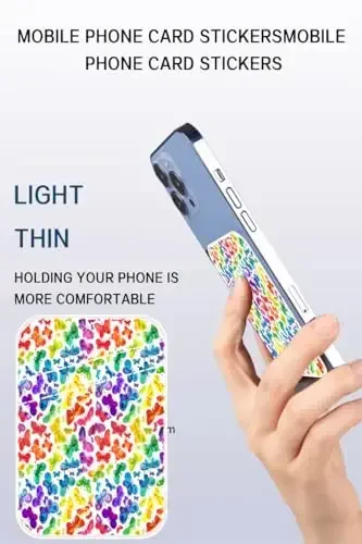 AOHRO Dual cho'ntak teri telefon hamyoni yopishtiruvchi, G'ilof uchun yoqimli kredit karta ushlagichi, Ko'pchilik telefonlar bilan mos keladi - Yoqimli rangli kapalak - 3