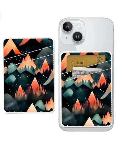 AOHRO Dual Pocket Leather Phone Wallet Adhesive Stick On, Cute Card Holder, Credit Card Holder Compatible with Most Phones - 2