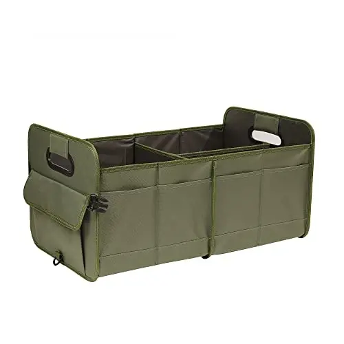 AOKJOY Car Trunk Organizer, Green, Foldable, Non-slip, Adjustable, Multiple Compartments, 600D Oxford Cloth Material - 1