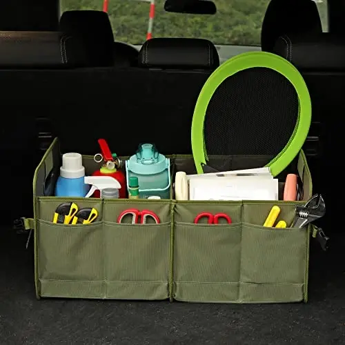AOKJOY Car Trunk Organizer, Green, Foldable, Non-slip, Adjustable, Multiple Compartments, 600D Oxford Cloth Material - AOKJOY (1)