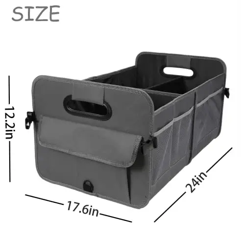 AOKJOY Car Trunk Organizer Car Storage Organizer Collapsible Multi Compartment Car Organizer Adjustable Straps Car Organizer for SUV(Gray) - 4