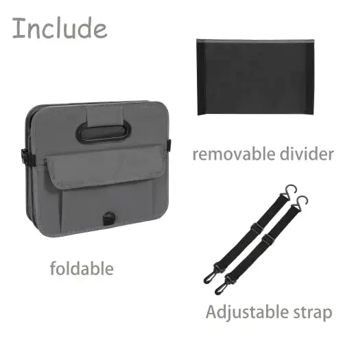 AOKJOY Car Trunk Organizer Car Storage Organizer Collapsible Multi Compartment Car Organizer Adjustable Straps Car Organizer for SUV(Gray) - 5