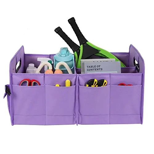 AOKJOY Avtomobil yukxona tashkilotchisi, binafsha, unisex, buklanadigan, sirpanmaydigan, sozlanishi tasmalar, ko'p bo'limlar, 600D Oksford mato materiali - 6