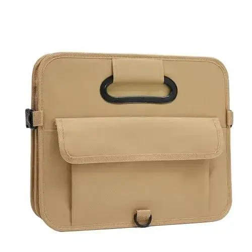 AOKJOY Автомобильный Органайзер для Багажника Автомобильный Органайзер для Хранения Складной Многосекционный Автомобильный Органайзер Регулируемые Ремни Автомобильный Органайзер для Внедорожника (Имбирь) - 5