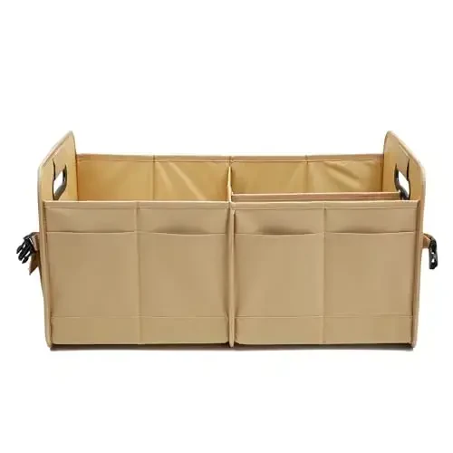 AOKJOY Автомобильный Органайзер для Багажника Автомобильный Органайзер для Хранения Складной Многосекционный Автомобильный Органайзер Регулируемые Ремни Автомобильный Органайзер для Внедорожника (Имбирь) - 6