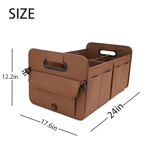AOKJOY Car Trunk Organizer, Brown, Foldable, Non-slip, Adjustable, Multiple Compartments, 600D Oxford Cloth Material - 3